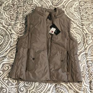 Tan hooded winter vest from Buckle